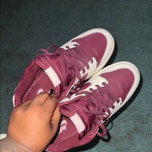 Nike Women's Burgundy and White Sneakers